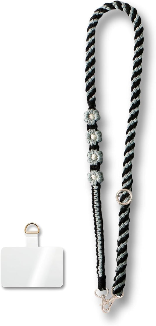 Women's Smartphone Shoulder Strap, Cute, Strap Holder, 100% Cotton, Braided, Handmade, Traditional Crafts, Handmade, Floral Pattern, Thick