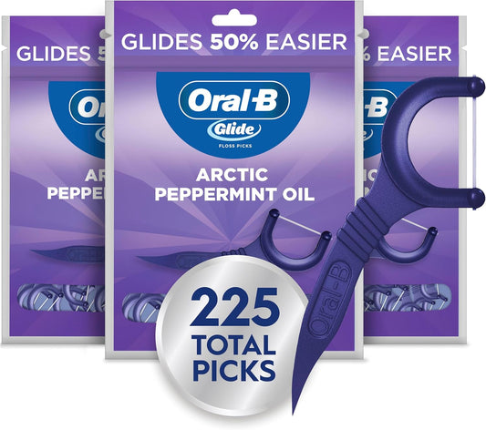 Oral-B Glide Púas de hilo dental de menta con sabor a aceite de menta ártica, 75 unidades, paquete de 3