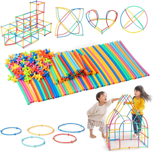 Educational Toy (Recommended by Educational Professionals) Tubular Blocks (7 Colors / 560 Pieces), Toy Indoor Play (3 Years Old and Up, Elementary School Students, Girls, Boys) (Food Sanitation Law