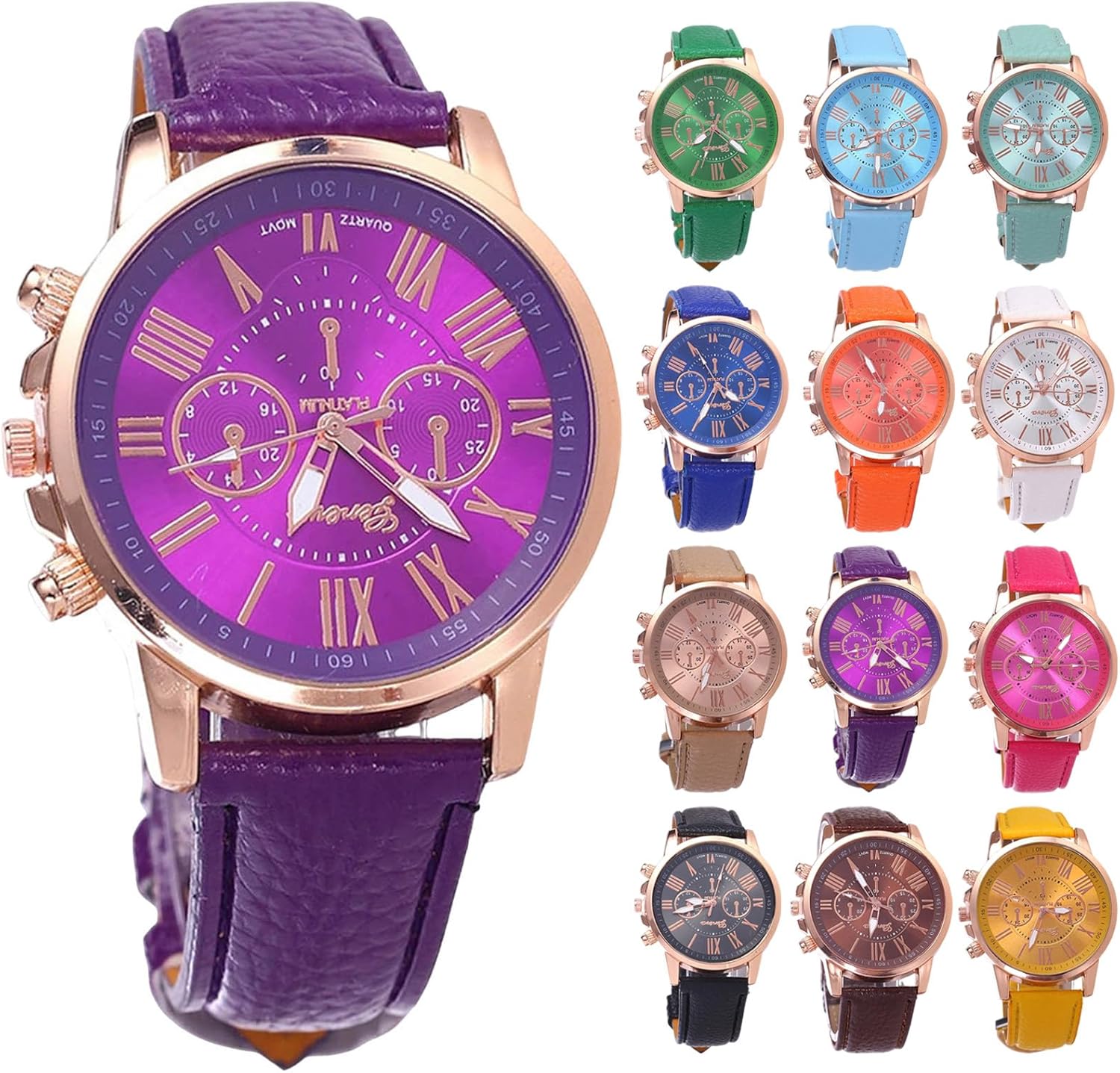 YAMAGW (Hot selling) Chronograph, Round Design, Analog Arm, Watch, Faux Leather Belt, Fashion, Accessories, Formal, Casual, Business, Men's, Women's, Men and Women