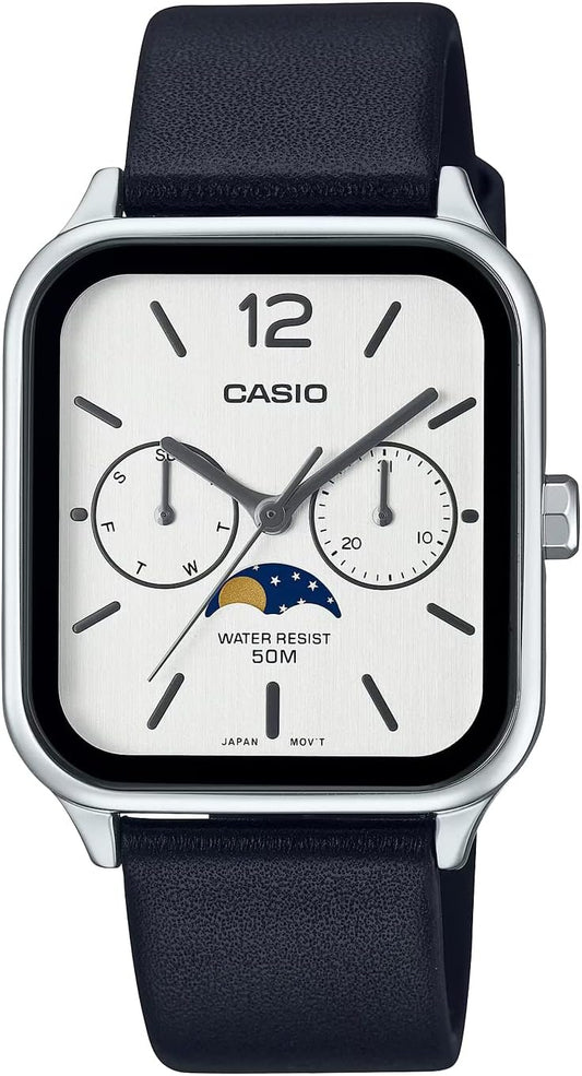 Casio MTP-M3 Series Standard Moon Phase Analog Men's Wrist Watch, Silver