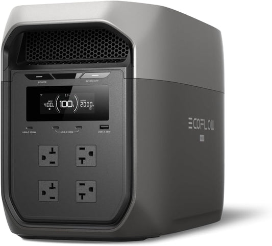 EcoFlow DELTA 3 Max Portable Power Source, 2048 Wh, Large Capacity, 2,000 W Rated Output (Instantaneous Max 2,700 W), Eco-Flow, Lithium Iron Phosphate, 10 Years Life, Perfect for Overnight in Car