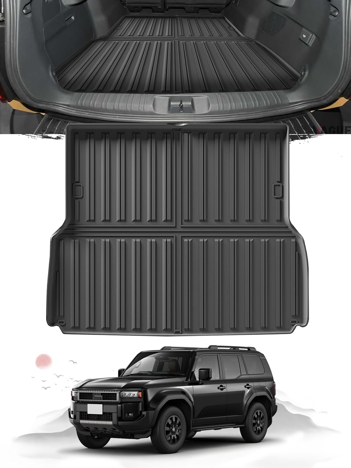 ruiya Foldable Toyota Land Cruiser 250 Rankle 250 5 Seater Luggage Mat Land Cruiser 250 Luggage Tray 3D Luggage Mat Waterproof Non Slip TPE Material Stain Resistant Super Durable Easy to Use Odorless