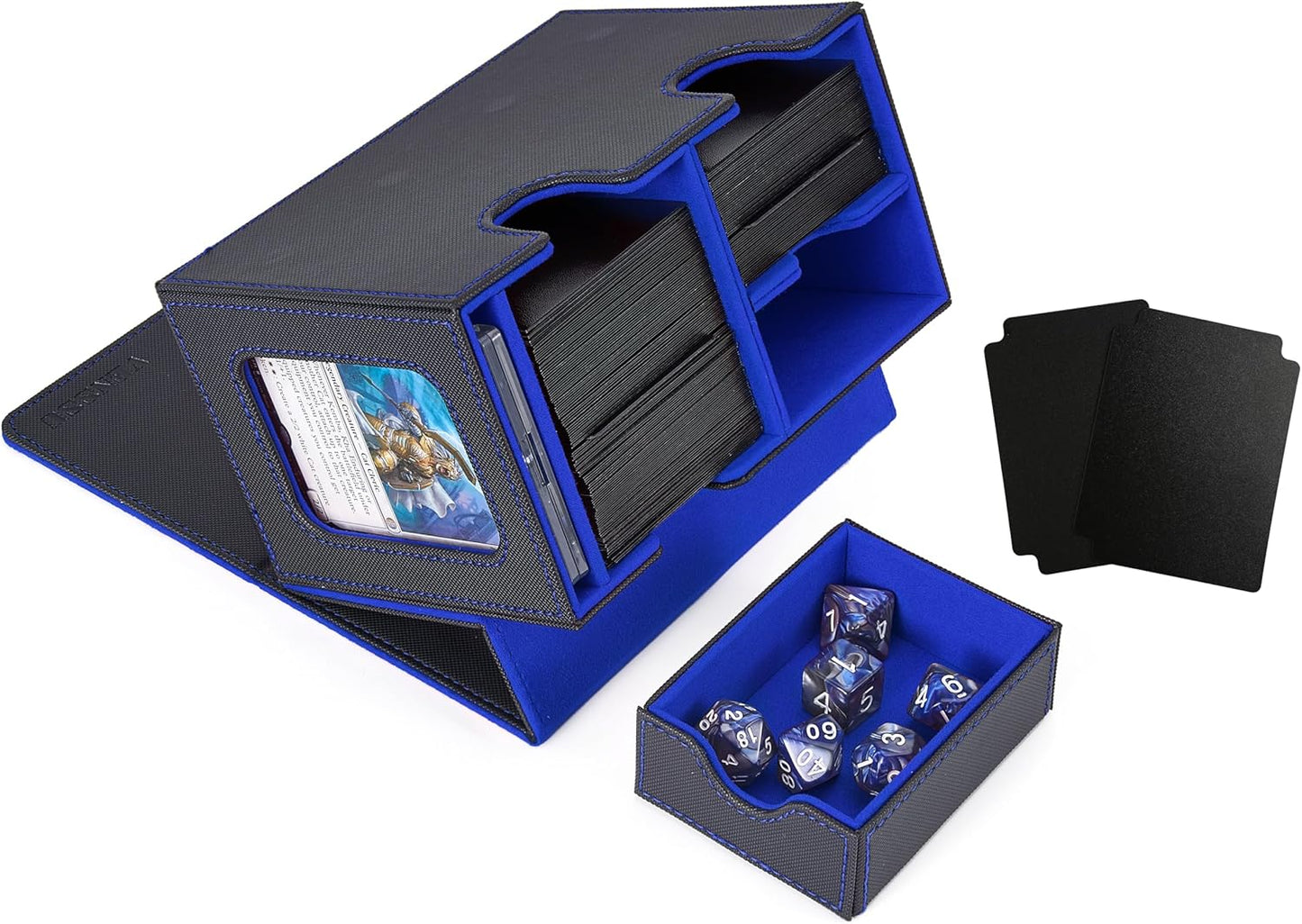 Venssu Deck Case, Trading Card Case, Card Display Window, Dice Box, Holds 200 Cards, Includes 2 Dividers and 1 Magnetic Loader, Compatible with "MTG Yu-Gi-Oh! Pokemon, Duema, Various Card Game Box"