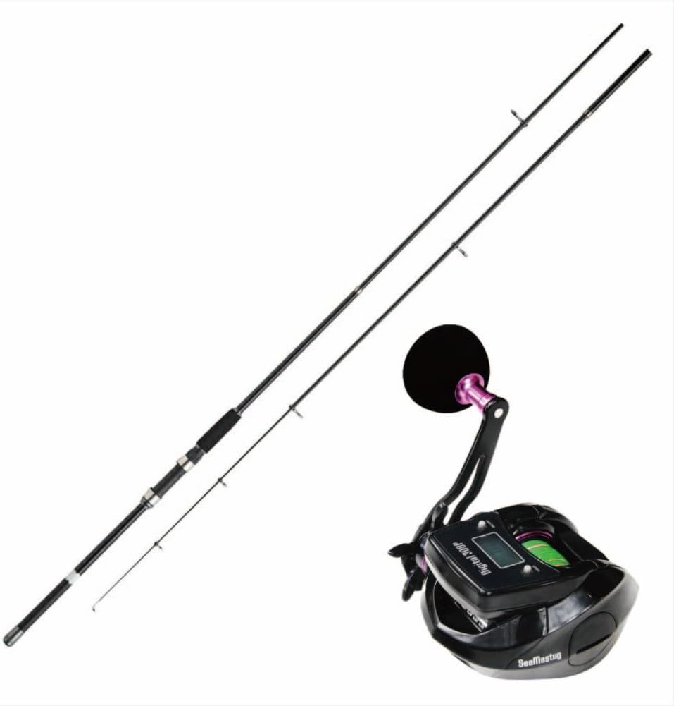 Ori-funeset733 Fishing Tackle Draft Rod Digital Counter Reel Set Fabilus Ship 50-270 & SeaMastug Digital 300P PE Line No. 2 668.4 ft (200 m)
