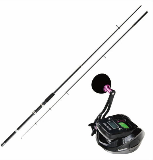 Ori-funeset733 Fishing Tackle Draft Rod Digital Counter Reel Set Fabilus Ship 50-270 & SeaMastug Digital 300P PE Line No. 2 668.4 ft (200 m)