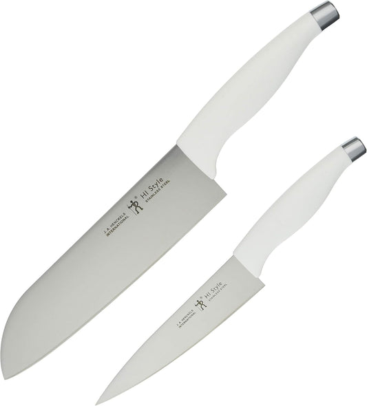 Henckels 16707-002 HI Style Santoku/Paring 2-pc Set, White, Made in Japan (Seki City, Gifu), Small Knife Set, Stainless Steel, Gift, Dishwasher Safe, Authorized Japanese Retail Product