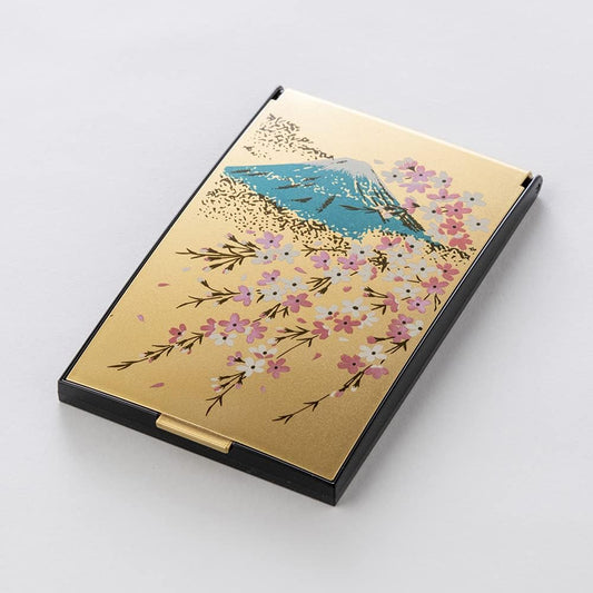 HORIUCHI MIRROR Maki-e Mirror Fuji and Cherry Blossoms Napure Mirror Traditional Craft Keepsake