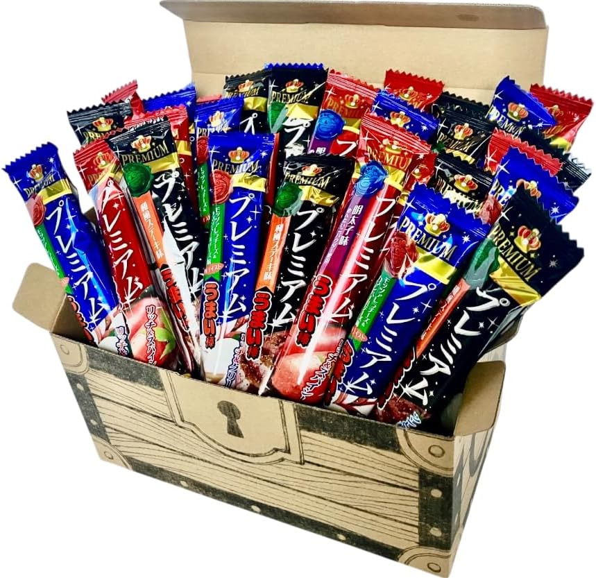 【Premium】Premium Umaibo Only, Total 30 Sticks, Treasure Box Assorted Set, Yaokin/Japanese Steak Flavor/Mozzarella Cheese & Camembert Cheese Flavor/Mentai Flavor, Individually Wrapped Snacks, Gift