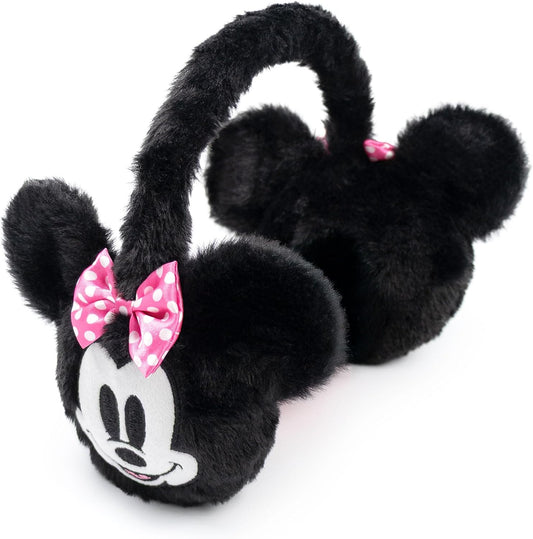 Disney Minnie Mouse Earmuffs Black | Fluffy Material Keep Warm | Cartoon Character Accessories for Girls | Winter Clothes