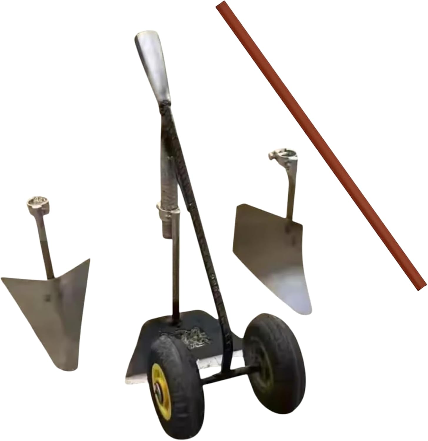 Triangular Hoe, Reinforced Version, 3-in-1 Farm Groove Digging Hoe Manganese Steel Triangular Triangular Hoe, 2-Wheel Assist, 3-in-1, Multi-functional, Agricultural Equipment, Weeding, Shaving, Soil
