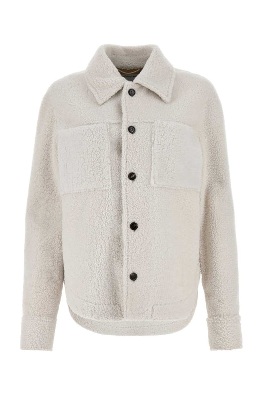 Bottega Veneta Chalk Shearling特大シャツ - Image 1