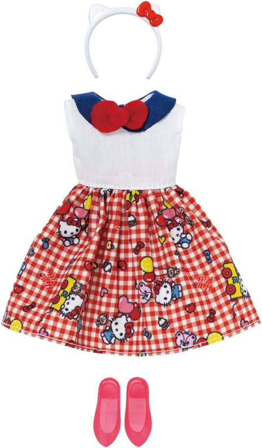 Takara Tomy Licca-chan Dress, My Choice Sanrio Characters, Dress & Headband, Hello Kitty, Changeable Clothes, Pretend Play, Toy for Ages 3 and Up