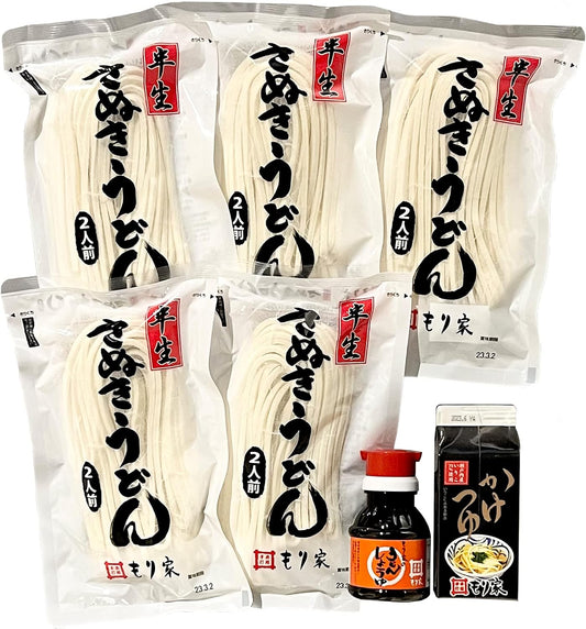 Kagawa Honkaku Teduchi Moriya Semi-Fresh Udon Gift Set (Includes 2 Types of Tsuyu) [Annually Visited by 150,000 People, Top Popular Store in Kagawa] Sanuki Udon, Sanuki Udon 10 Servings Gift, Year-End