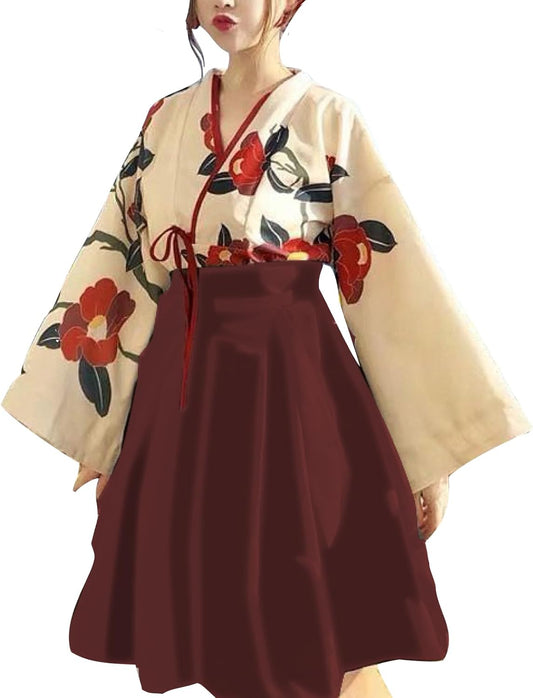 Taisho Romance Cosplay Hakama Women's Kimono Costume, Large Size, Crosswear, Lolita, Short Length Kimono