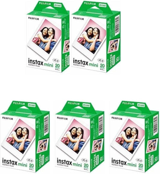 Fujifilm Instax Mini JP2 Instant Camera, 20 Sheets x 5 Sets (100 Sheets), Card Size Film