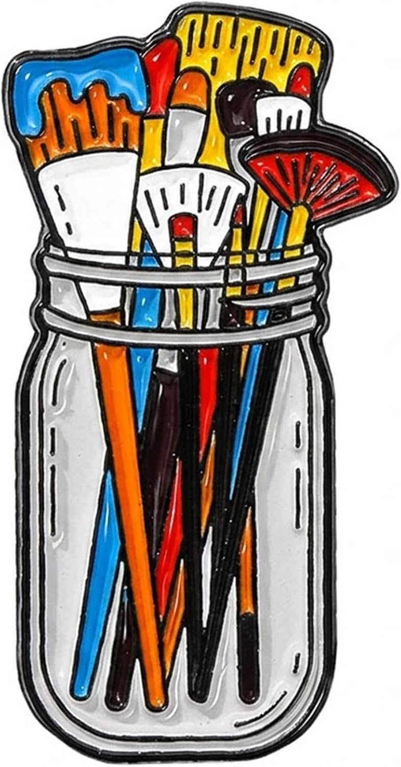 1 brocha esmaltada para artistas, accesorio de broche creativo, pin de suministros de arte de dibujos animados para mochilas, chaquetas, sombreros, regalo para mujeres y adolescentes
