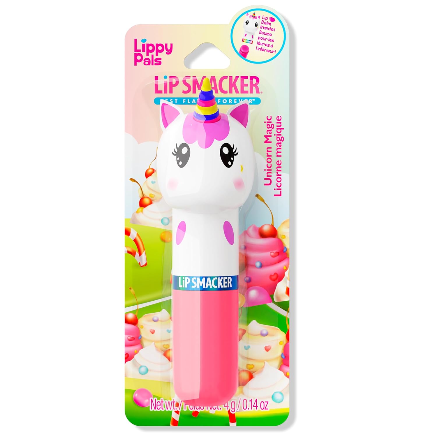 Lip Smacker Lippy Pals Unicorn, Bálsamo labial con sabor hidratante y suavizante de brillo suave, sabores deliciosos hidratantes y protectores, libre de crueldad y vegano - Magia de unicornio