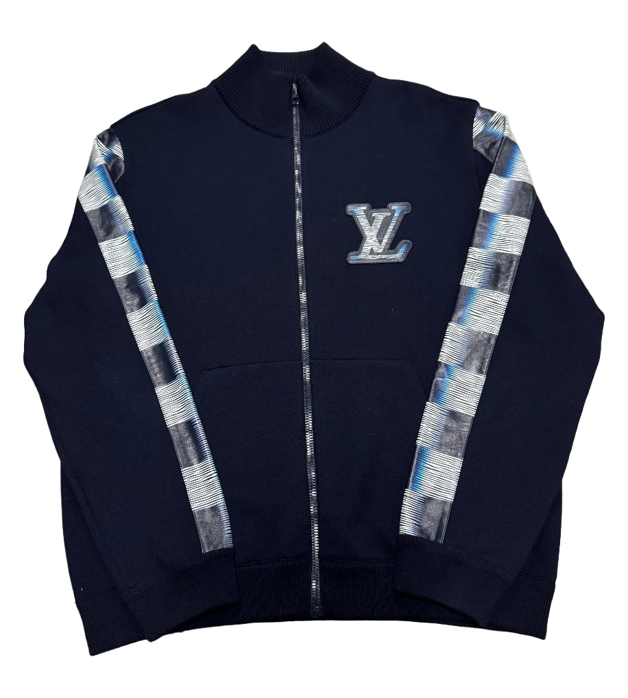 LOUIS VUITTON WOOL LEATHER-TRIMMED ZIP UP JACKET