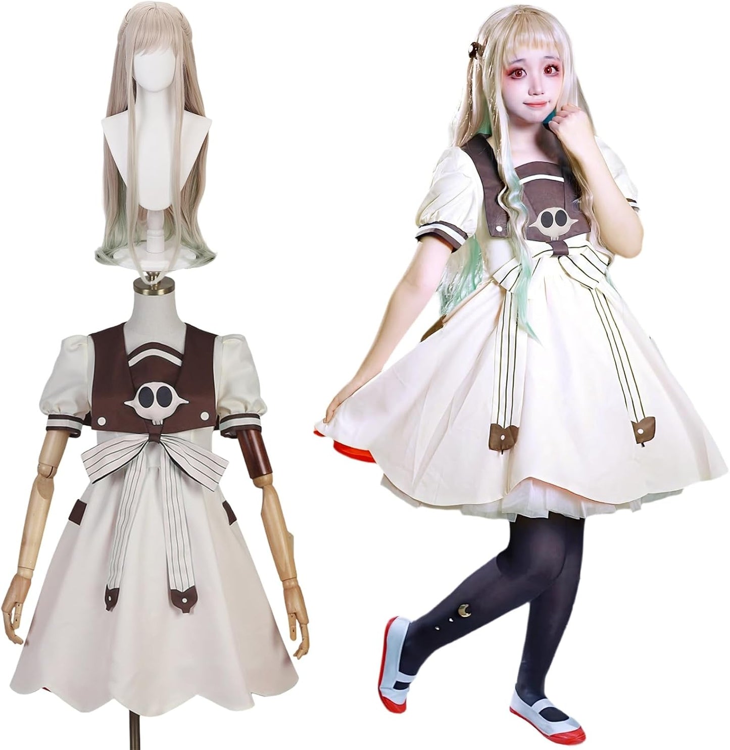Kamiawase Goods Jigoku Shounen Hanako-kun Cosplay, Includes Wig, Yahiro Nene, Hanako-kun, Yuzuki Tsubasa, Genkou, Cosplay Costume, For Adults, Costume, Anime Costume, Halloween, Christmas, Event