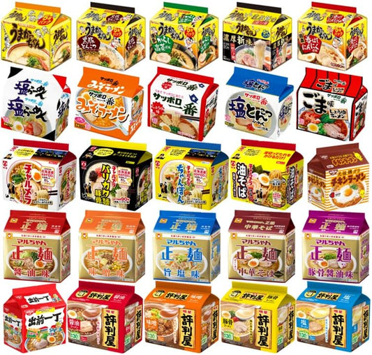 Instant Bag Ramen, 5 Types x 5 Servings, 25 Servings, Assorted Set (B Set)