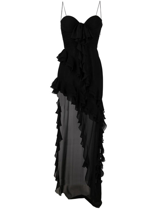 Alessandra Rich アレッサンドラリッチフリルディテールシルクジョーゼットイブニングドレス - Image 1