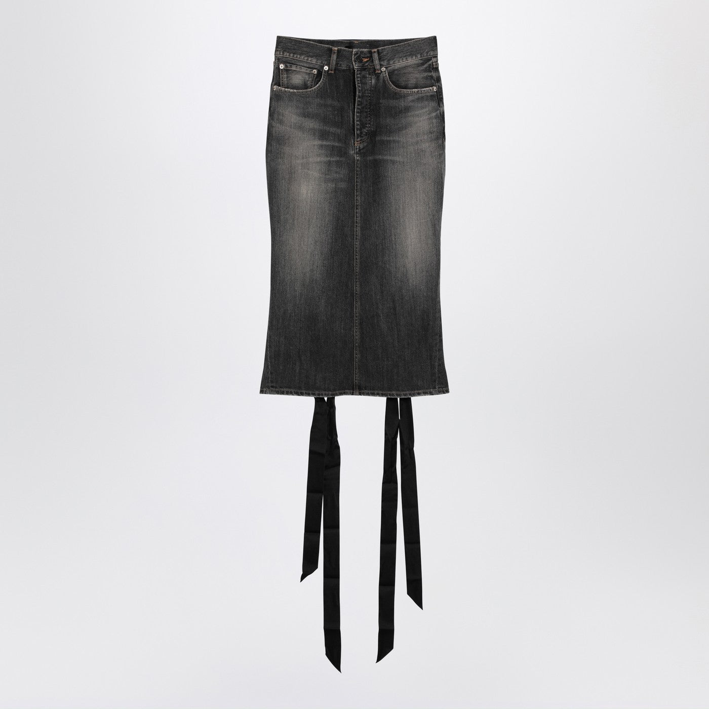 Balenciaga スモーキーグレーデニムのレース付きバレンシアガスカート - Image 1