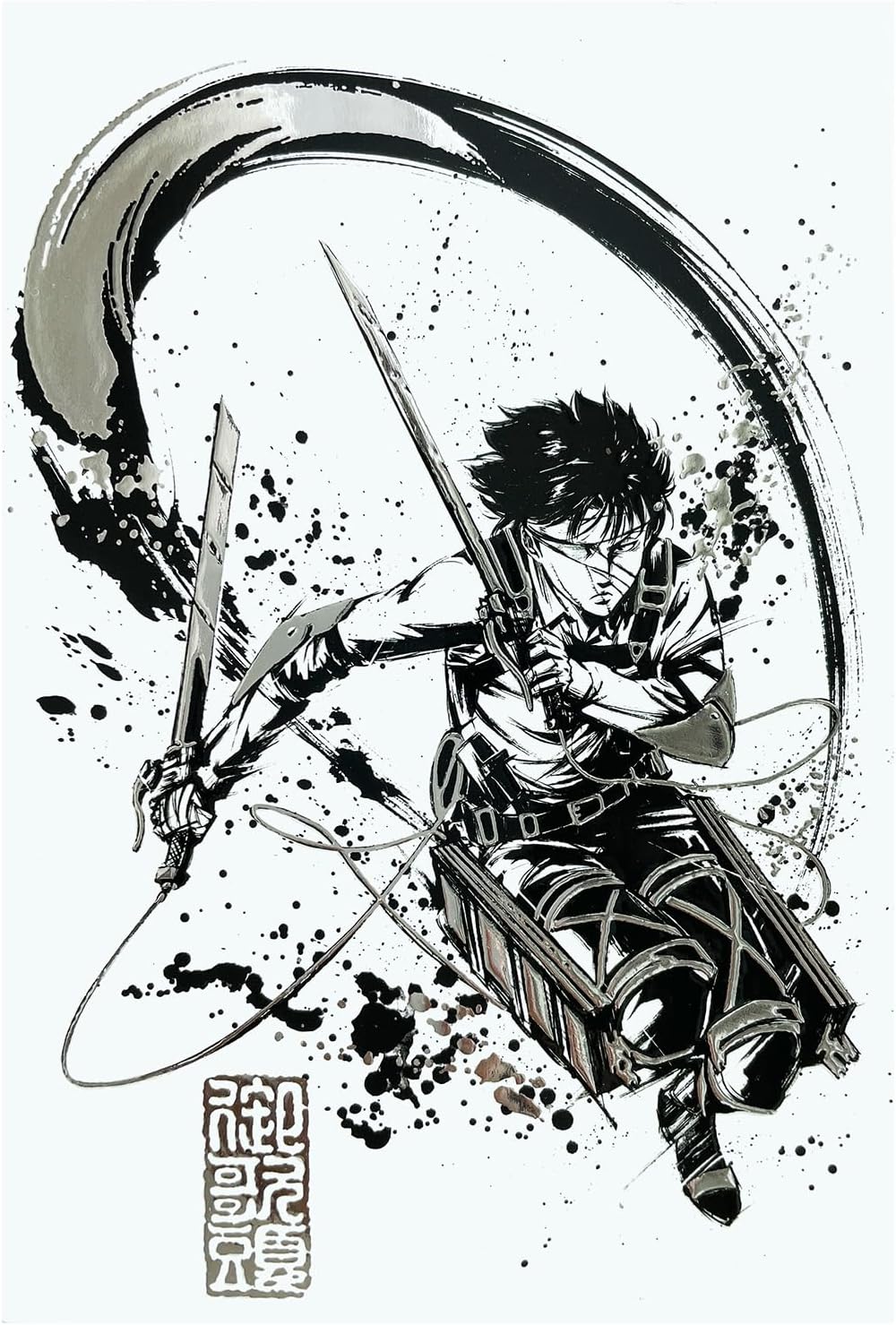 Sengoku Spirits Sumi-e Silver Foil Postcard Vol.2 Attack on Titan Levi Bandage
