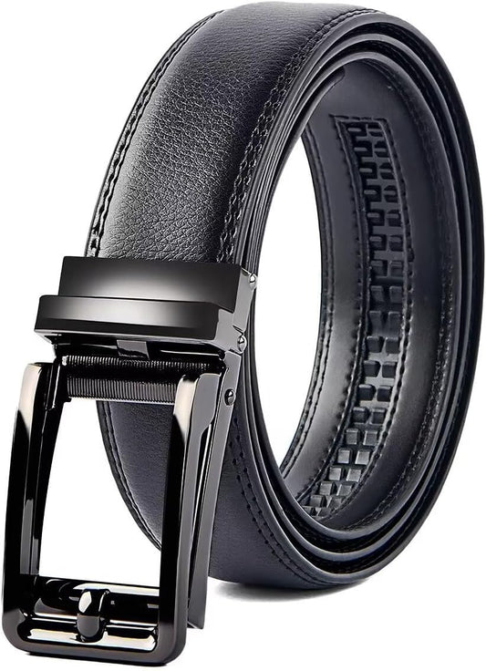 kamafy Men's Belt, Business Belt, Leather Belt, Automatic Lock, Stepless Adjustment Belt, Genuine Leather, Suit, No Holes, Multiple Sizes with Box