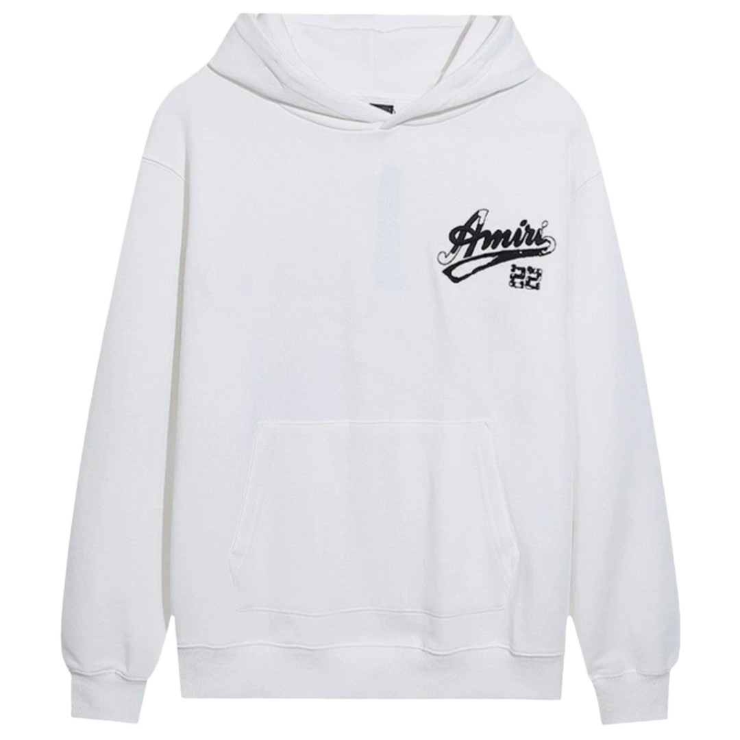 AMIRI 'DISTRESSED LOGO 22' WHITE HOODIE