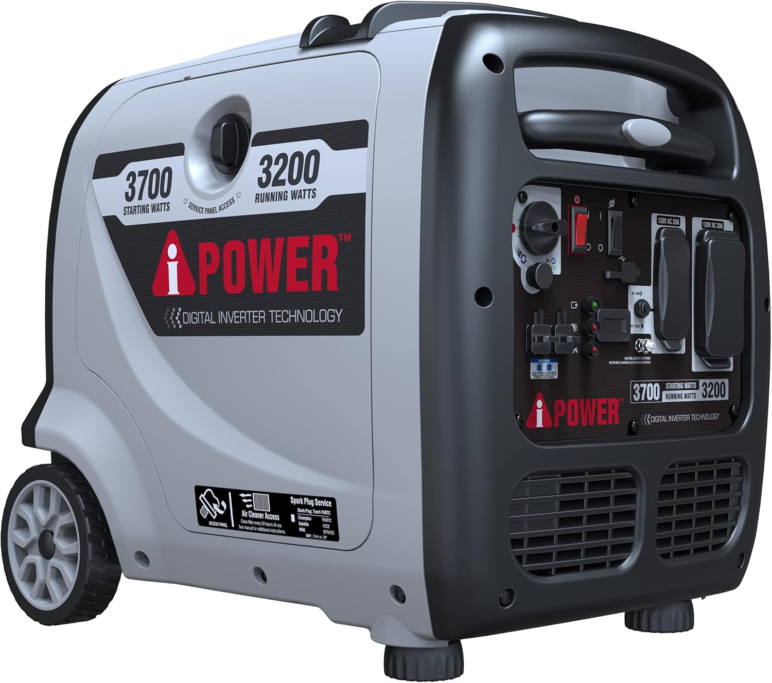 A-iPower Portable Inverter Generator 3700W RV Compatible, EPA Compliant Portable with Telescopic Handle, Home Backup, Tailgate & Camping (AP3700i)
