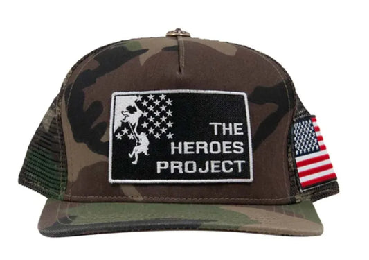 CHROME HEARTS 'CAMO' THE HEROES PROJECT TRUCKER HAT