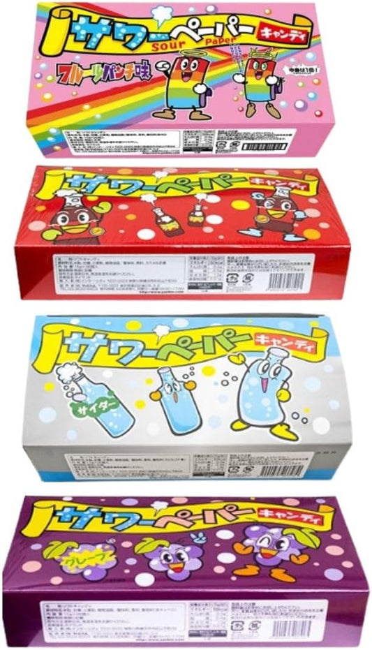 サワーペーパー キャンディ 計144個 1箱36個入り×4種セット フルーツパンチ コーラ サイダー グレープ 駄菓子 グミ 詰め合わせ ソフトキャンディ ステッカーセット