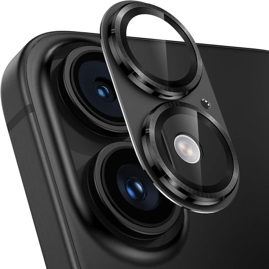 Camera Film for iPhone 16/16 Plus, Full Protection, 9H Tempered Glass, Aluminum Alloy, iPhone 16/16 Plus, Lens Cover, Shockproof, Over-exposure, Black Edging, Ultra High Transmittance, Camera Cover