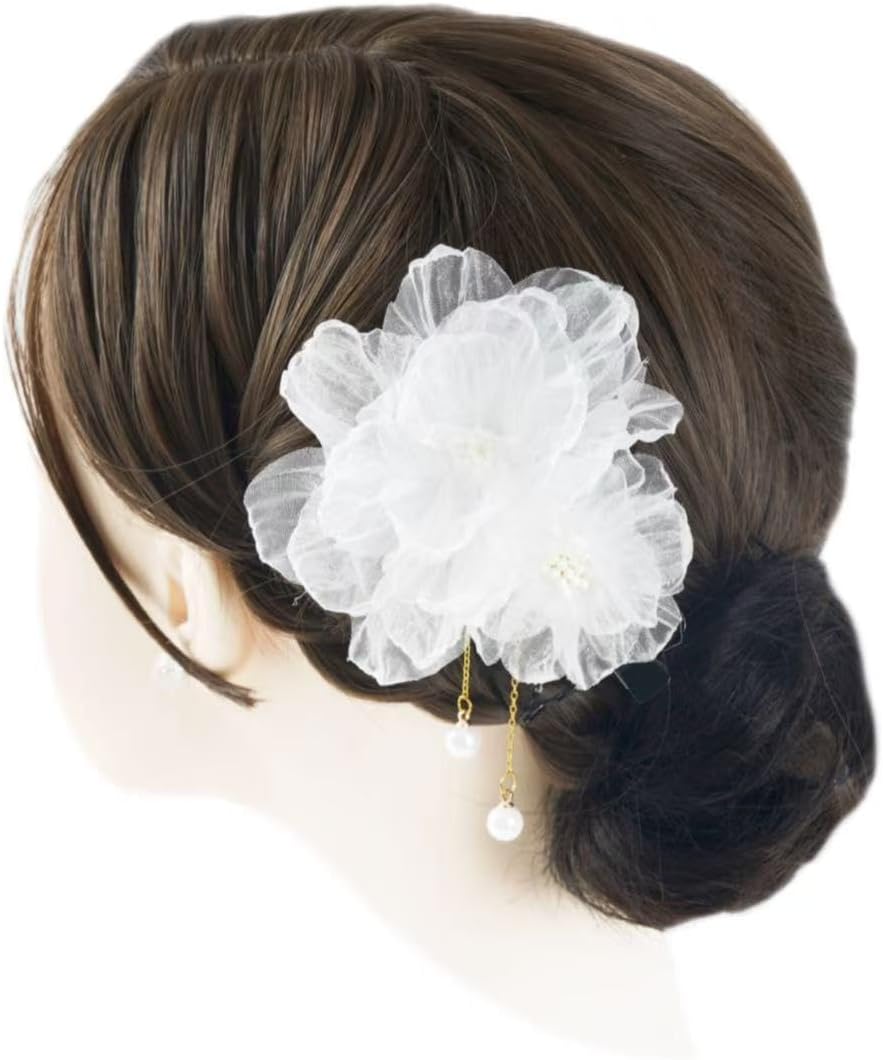 lalabeauty Yukata, Hair Ornament, Pearls, Kimono, Hair Ornament, Fireworks Festivals, Simple, Flowers, Short, Hakama, Coming-of-age Ceremonies, Graduation Ceremonies, Front Photo Shoots, Brides