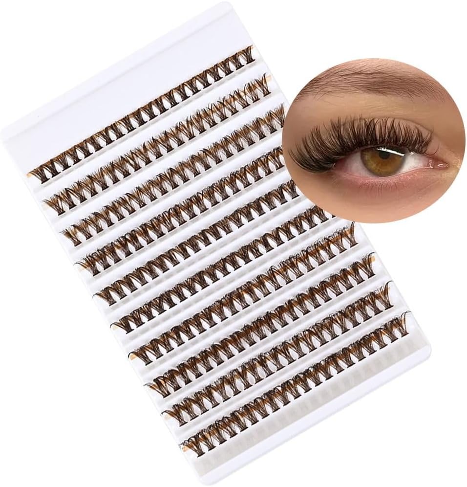 40D Brown Cluster Eyelashes 200 Cluster Graft Individual Volume Eyelash Extensions Makeup Tool Natural Dramatic Look