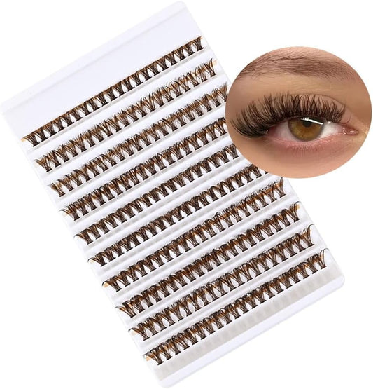 40D Brown Cluster Eyelashes 200 Cluster Graft Individual Volume Eyelash Extensions Makeup Tool Natural Dramatic Look