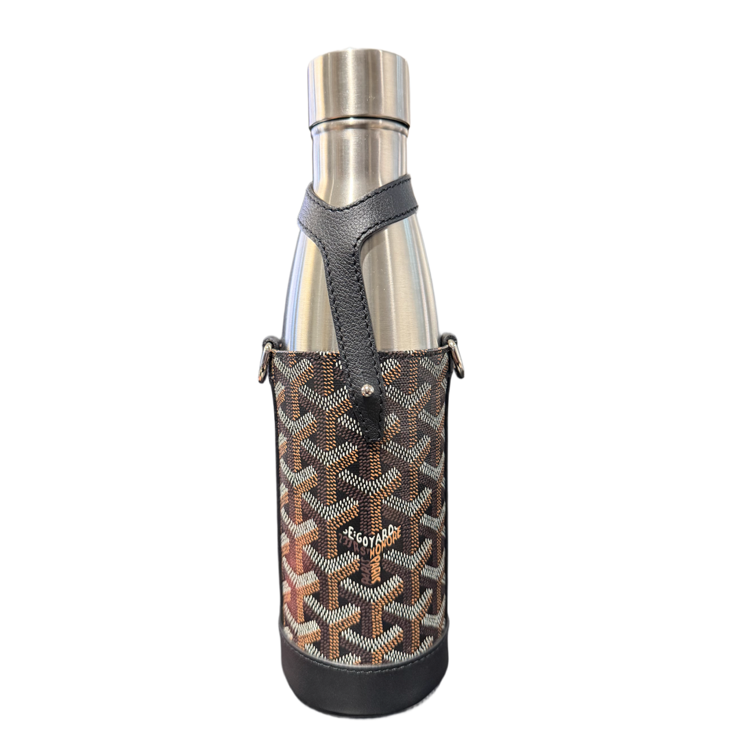 GOYARD 'BLACK/BROWN' YONNE MM CASE AND FLASK
