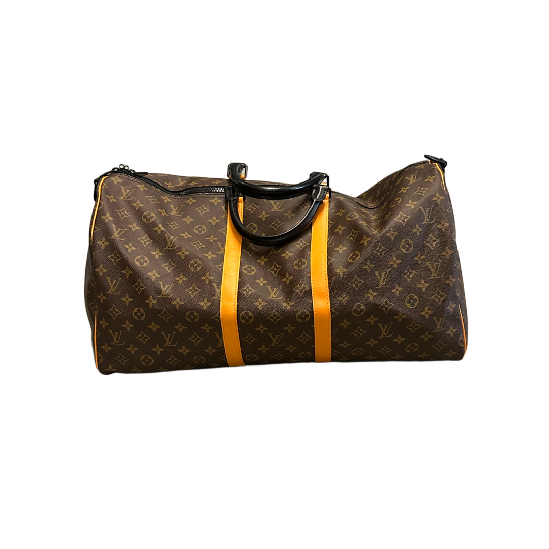 LOUIS VUITTON KEEPALL 55 'BROWN' MONOGRAM YELLOW STRIPE DUFFLE BAG