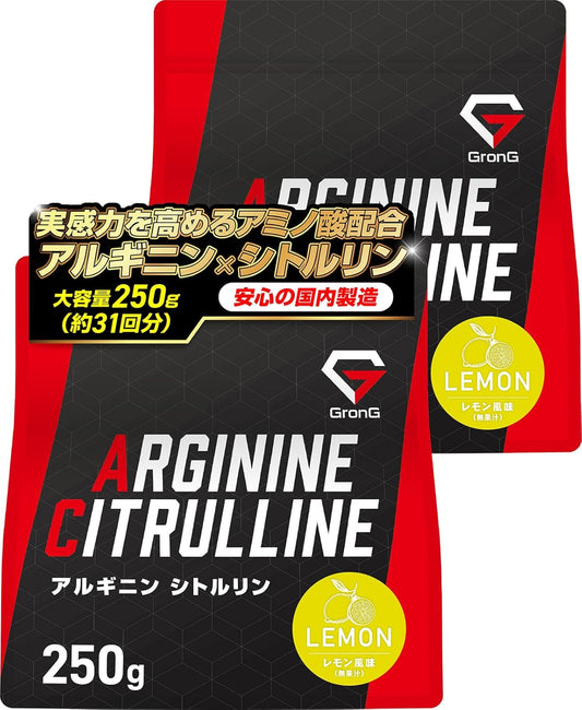 GronG Arginine Citrulline Powder Supplement Lemon Flavor 500g Arginine 187,500mg Citrulline 62,500mg Arginine & Citrulline GronG