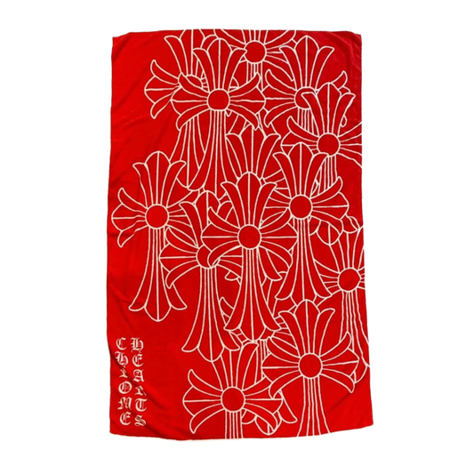 CHROME HEARTS 'RED CEMETERY CROSS' BEACH TOWEL