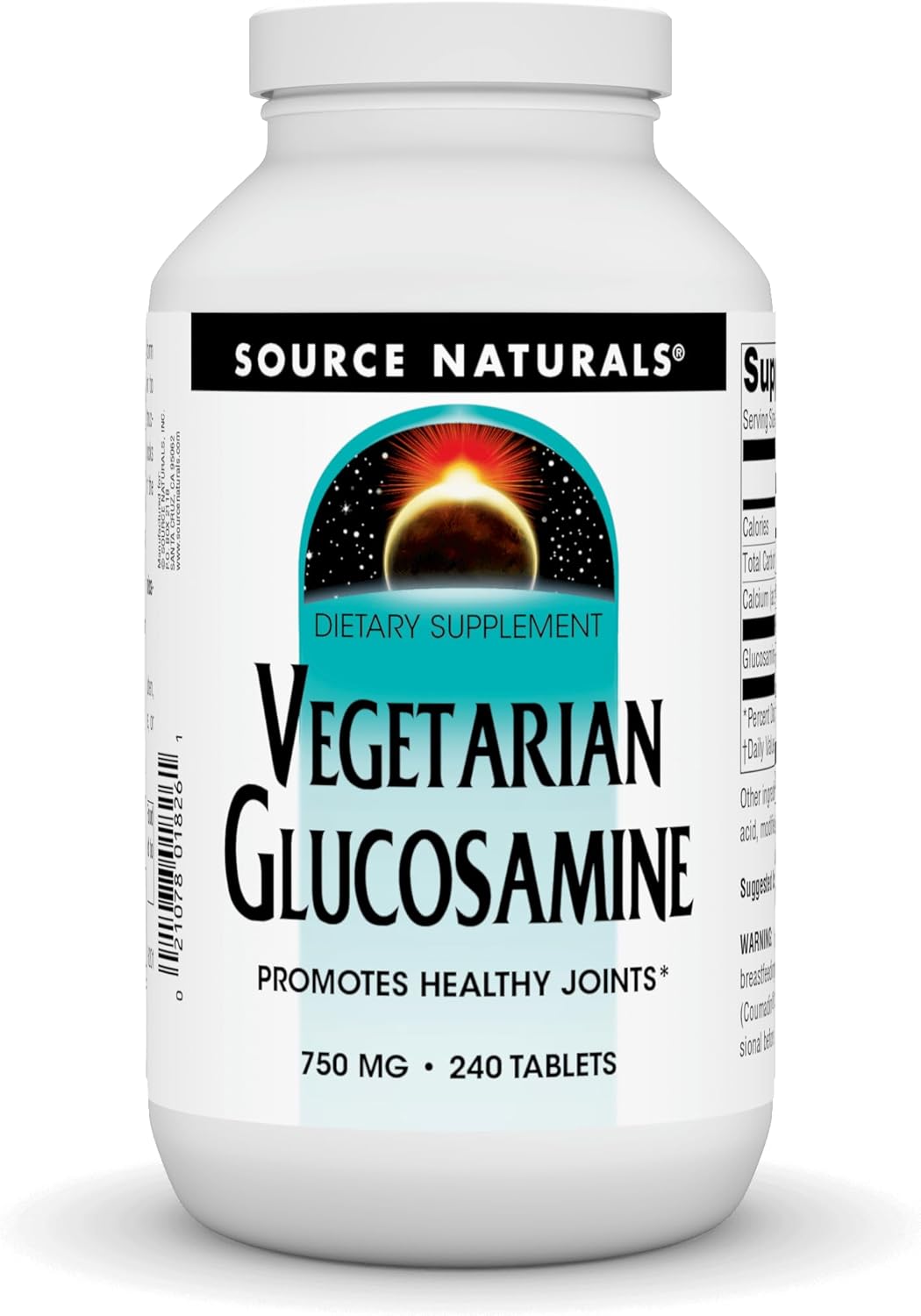 海外直送品Source Naturals Vegetarian Glucosamine, 240 Tabs 750 mg