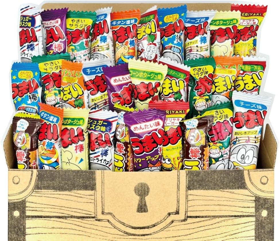 Yakin Umaibo, 30 Pieces, Assortment, Variety, Dagashi, Sweets, Individual Packaging, Treasure Box, Eat Comparison