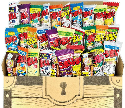 Yakin Umaibo, 30 Pieces, Assortment, Variety, Dagashi, Sweets, Individual Packaging, Treasure Box, Eat Comparison