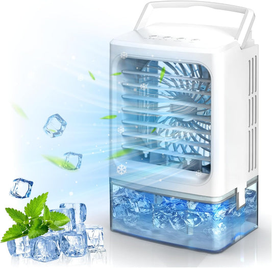 Cooling Fan, 2026 Improved Mode, 53.8 fl oz (16 °C) Instant Cooling, 6 Cool Air Modes, Tabletop Cooling Fan, Small, Portable Water Cooling Fan, Large Airflow, Increased Cooling Sensation, Ultrasonic