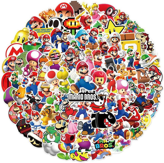 Mario Super Mario Sticker Collection Sticker Set, Anime, Manga, Cute, Notebook, Children's Stickers, Waterproof PVC Stickers, Character Goods, Popular, Pictures, Gift, DIY Decoration, Letter, Mobile