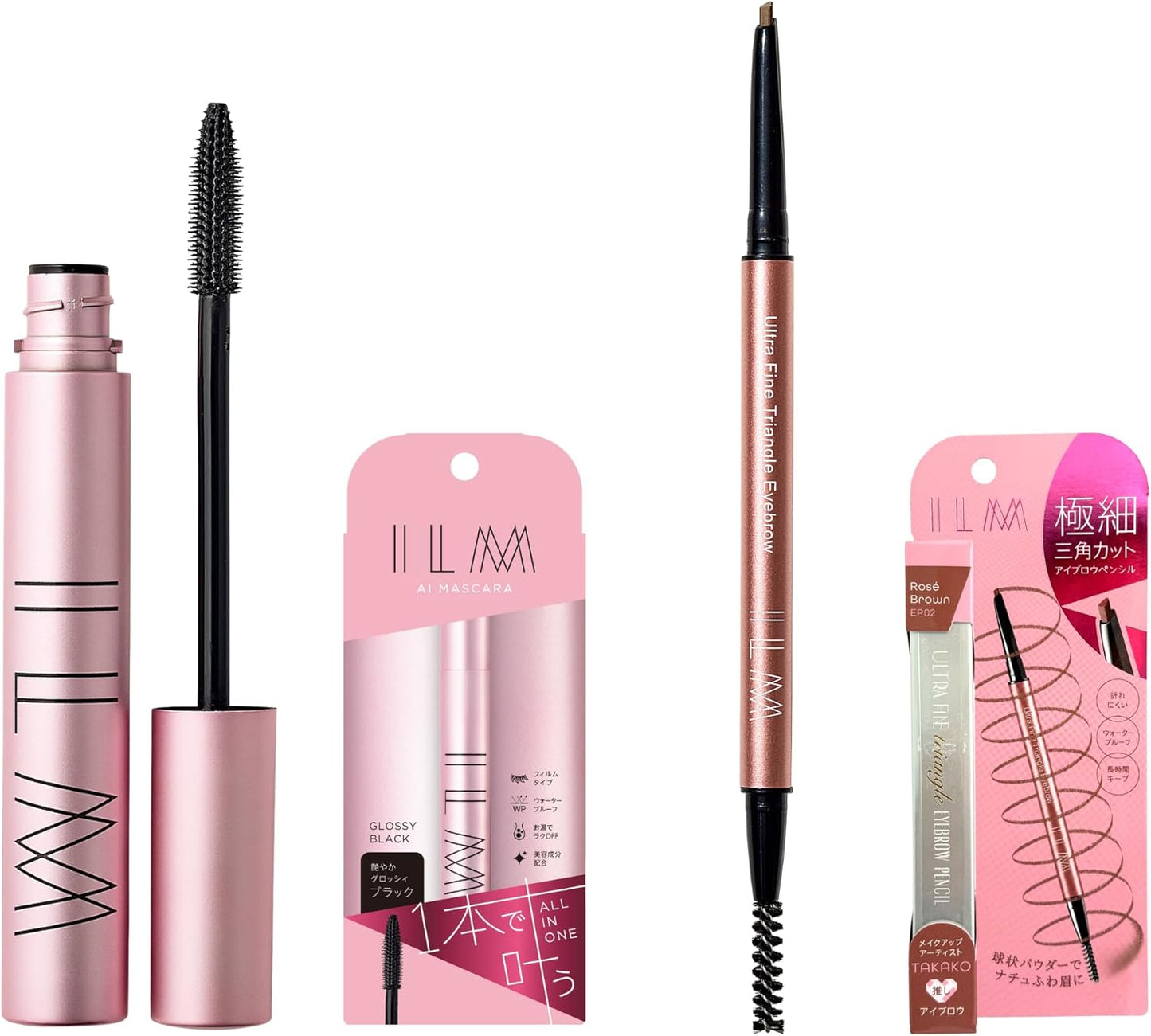 You can do it by yourself. All-in-One Mascara ILM AI Mascara (Mascara Black) + Eyebrow Pencil (Rose Brown)