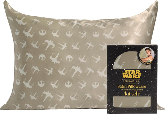 Kitsch x Star Wars Rebel Alliance - Funda de almohada de satén con cremallera para cabello y piel, más suave que las fundas de almohada de seda, funda de almohada de satén refrescante, fundas de almohada sin arrugas, tamaño estándar, 19 x 26 pulgadas