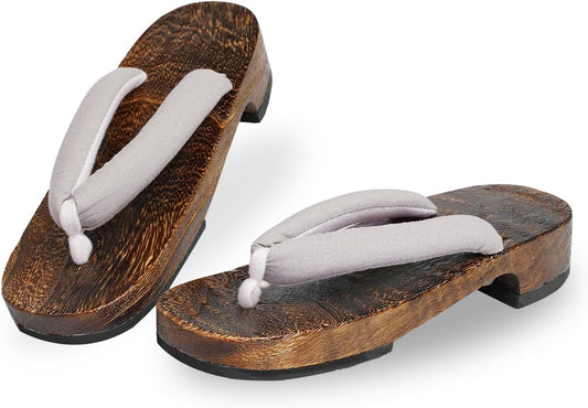 Amemari Geta Clogs, Women's Yukata, Summer, Cotton Linen, Plain Thong, F-Size, Yukata Clogs, For Adults, Paulownia Clogs, For Women, No Pain, Thick Thong, Fluffy Thong, Dull Color, Natural Right