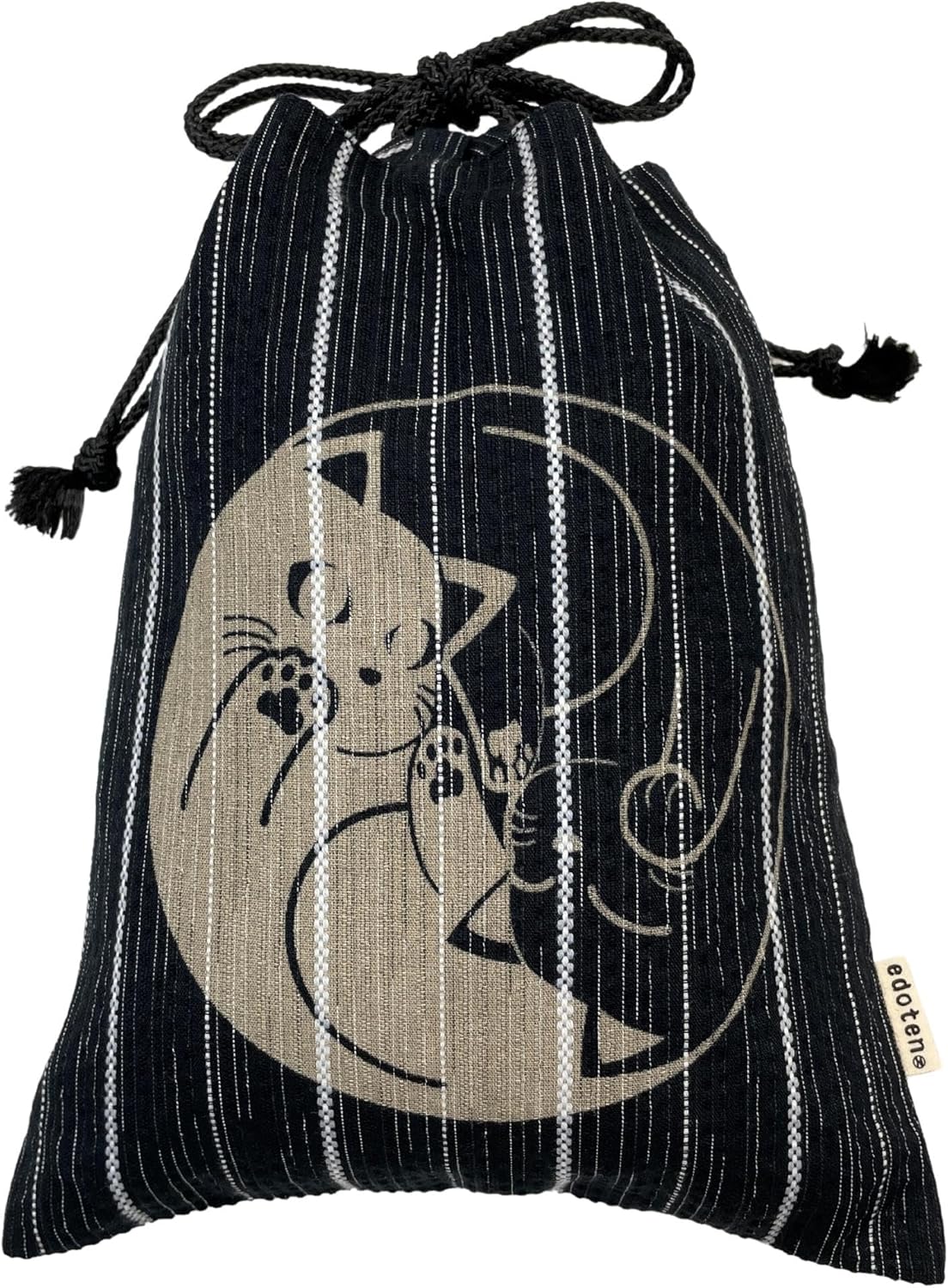 Edo-Ten Shingen Bag, Discharge Pattern, Matching Bag, 100% Cotton, Shijira Fabric, Drawstring Bag, Goshuin Bookbag, Inner Pocket, Men's, Women's, Cat Pattern